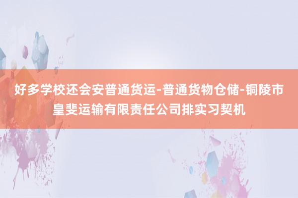 好多学校还会安普通货运-普通货物仓储-铜陵市皇斐运输有限责任公司排实习契机